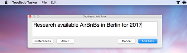 Screenshot of the Toodledo Tasker macOS app