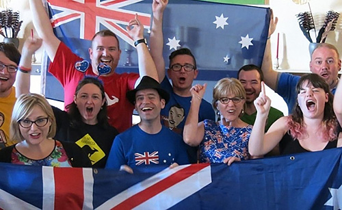 Kohan Ikin and other Eurovision fans in Vienna, May 2015. Photo from The West Australian.